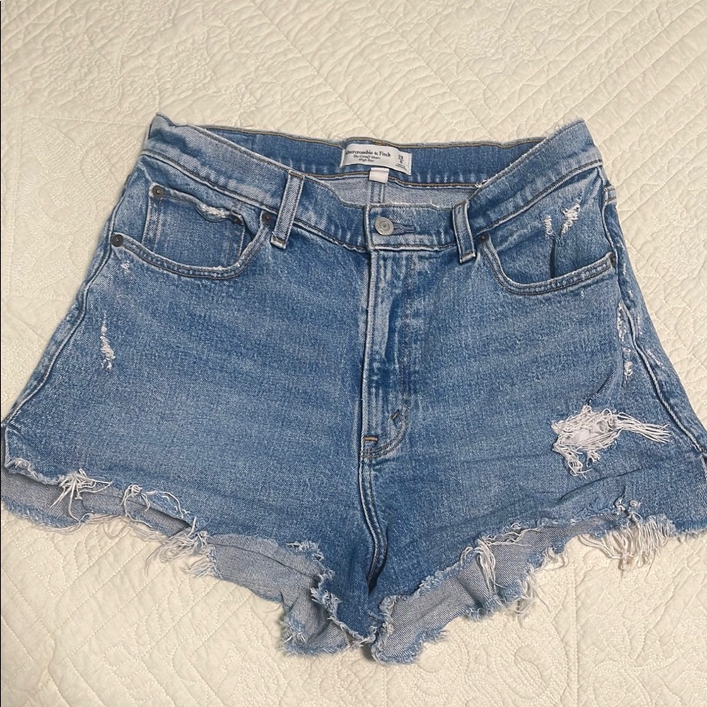 Abercrombie & Fitch The Cutoff Short High Rise Blue Jean Shorts